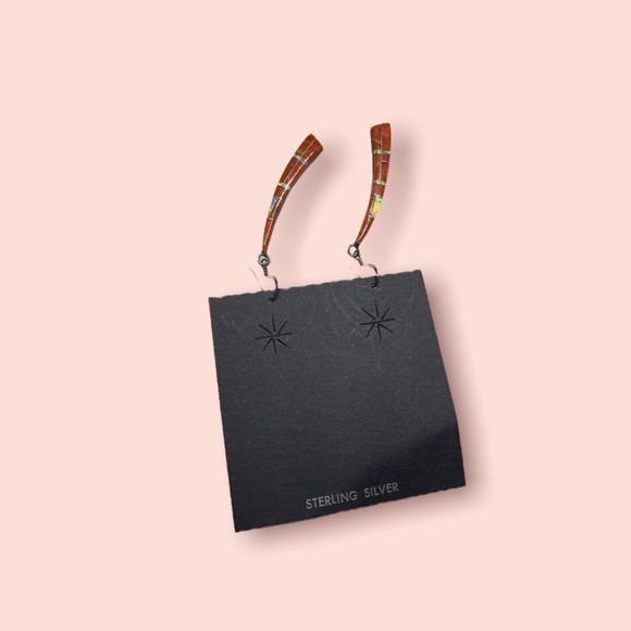 Sterling‎ Silver Multi Color Inlay Earrings - Picture 2 of 3